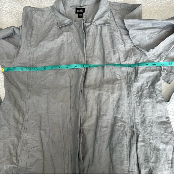 Eileen Fisher Light Gray Long Sleeve Coat - Picture 10 of 12